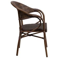 dark brown rattan chair with bamboo