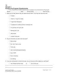 sle 1 student pre program questionnaire