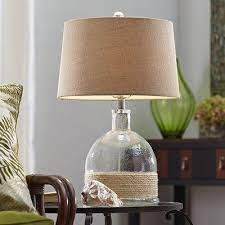 Tan Rope And Glass Lamp