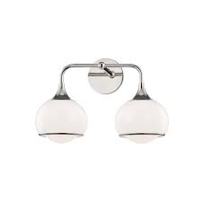 Mitzi By Hudson Valley Lighting Reese 2 Light Polished Nickel Wall Sconce H281302 Pn The Home Depot