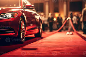 luxury sport car on red carpet