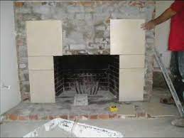 Fireplace Refacing From Brick To Tile