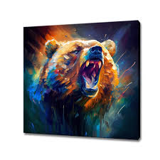 Angry Bear Colourful Painting Canvas
