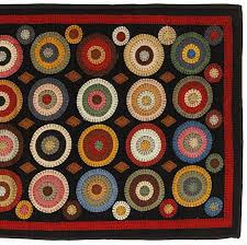 primitive country wool coin penny rug