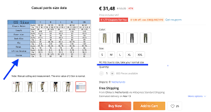 aliexpress size chart how to choose