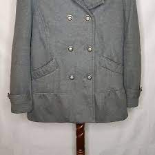 Xl Lined Pea Coat Gray On Up Collar