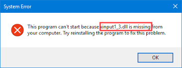 solved xinput1 3 dll not found or