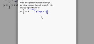 Slope Intercept Equation Perpendicular