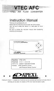 Apexi Installation Instruction Manual Vtec Air Flow Converter