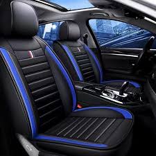 Black Blue Pu Leather Car Seat Covers