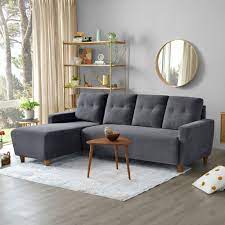 lhs l shape grey color sofa set