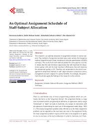 pdf an optimal assignment schedule of staff subject allocation pdf an optimal assignment schedule of staff subject allocation