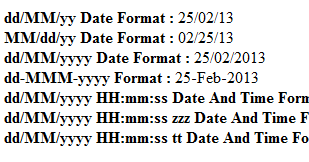 get formatted date time string