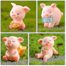 5pcs Small Pig Figures Figurines Garden
