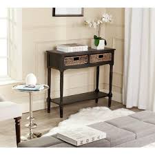 2 Drawer Brown Wood Console Table