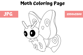 Moth coloring page for kids. Coloring Page For Kids Moth Graphic By Mybeautifulfiles Creative Fabrica