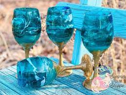 Ocean Themed Stem Wine Glass