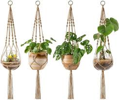 Macrame Plant Hangers Set Of 4 Indoor