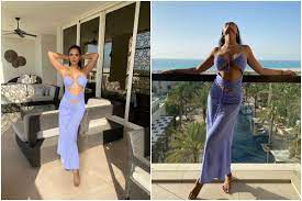 So Hot Esha Gupta Goes Bold in Lilac Dress Flaunts Plunging Neckline And  Sexy Curves in Latest Pics