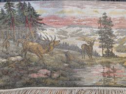 vine gobelin wall carpet deer roe
