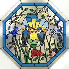 Overlay Stained Glass Octagon Birds