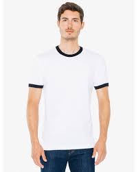 American Apparel 2410w Unisex Fine Jersey Ringer T Shirt