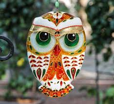 Owl Fused Glass Panel Bird Wall Decor