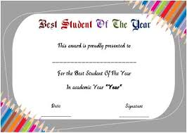 Best Student Of The Year Award Certificate Award