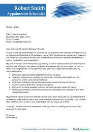 appointment scheduler cover letter