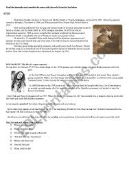 Elvis And Bob Marley S Biographies Esl Worksheet By