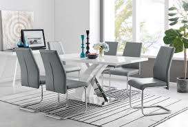 A clear tempered glass tabletop comfortably seats four people. Atlanta Chrome White Dining Table 6 Lorenzo Chairs Furniturebox