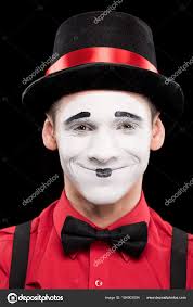 portrait of smiling mime with makeup