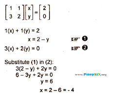 the matrix equation solve for x and y