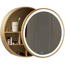 Most of the times it's shallow and sleek, only. Mirror Standing Mirror Round Mirror Cabinet Bathroom Cabinet Storage Bathroom Mirror With Shelf Solid Wood Round Wall Hanging Wall Amazon De Kuche Haushalt