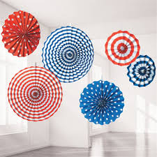red white blue paper fan decorations
