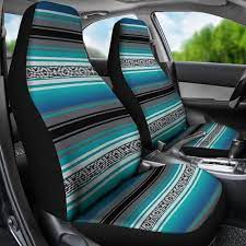 Turquoise Serape Stripes Car Seat