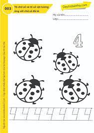 Chủ đề 3: Tô chữ số và tô số vật tương ứng - Dạy trẻ tại nhà Sweet Book -  Bài tập mầm non