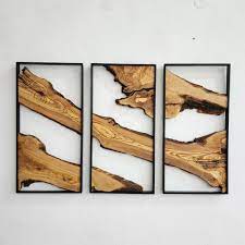 Wooden Wall Art 3 Piece Olive Wood Wall