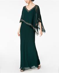 Bead Embellished Cape Gown