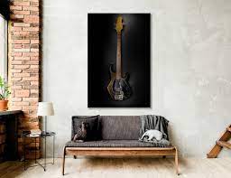 Bass Guitar Wall Art Black Print
