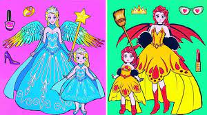 Học Làm Búp Bê Giấy - Trang phục Công chúa Elsa Lửa và Nữ hoàng Băng giá -  Barbie Story & Crafts - YouTube