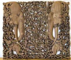 Lotus Flower Art Teak Wood Carved