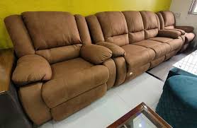 brown five seater fabric sofa set