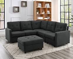 Sectional Sofa Set Modern Linen Fabric