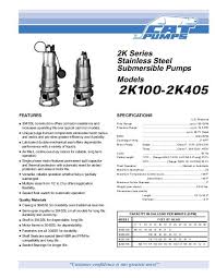 Cat Pumps 2k Ss Submersible Pump Data Sheet Ets Company