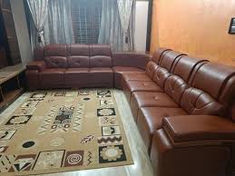 8 seater leather l shape sofa set with