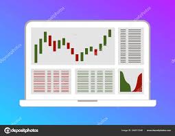 Trading Candlestick Chart Laptop Screen Forex Trade Flat