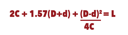 If the centre distance (c) is known, belt length or pitch length can be determined as follows: Belt Length Calculator Distance Between Pulleys Calculator