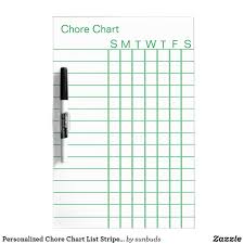 Personalized Chore Chart List Stripes Weekly White Dry Erase