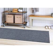 sweet home s ribbed waterproof non slip rubber back solid runner 2 ft w x 20 ft l gray rug polyester garage flooring